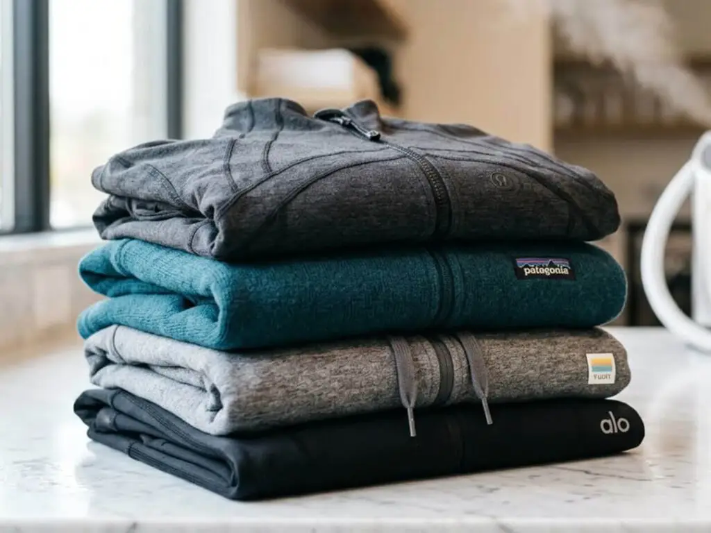 Premium athleisure pieces cleaned and folded